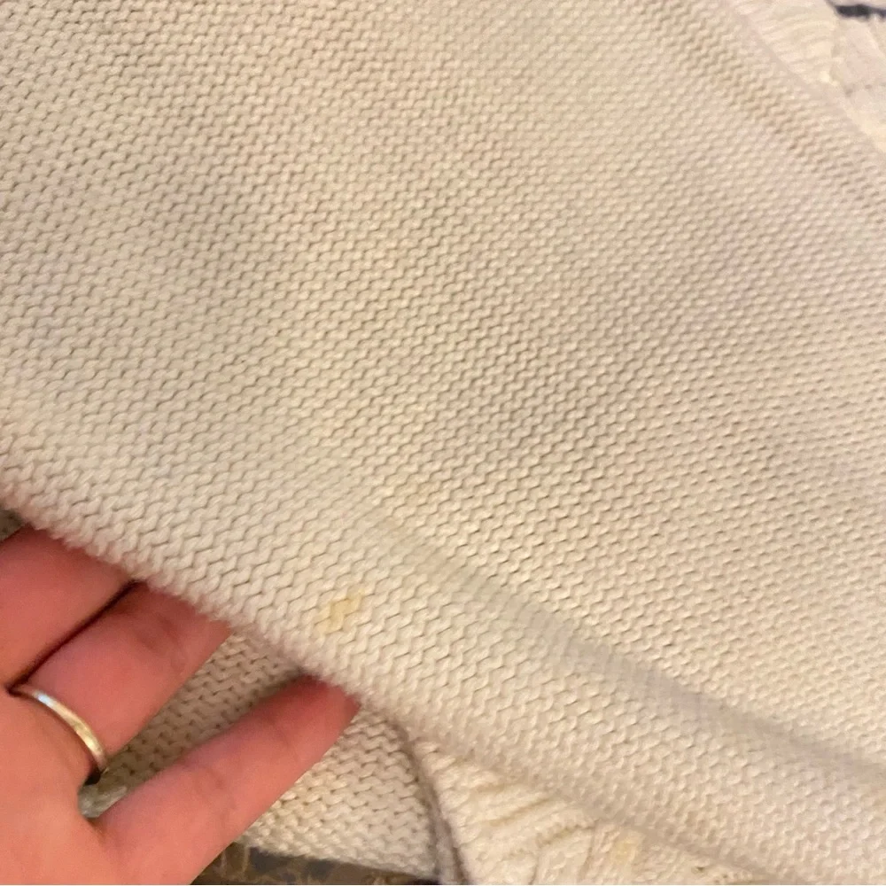 Eddie Bauer Vintage Preppy School girl cotton chunky Knit Vneck white sweater - Picture 3 of 8